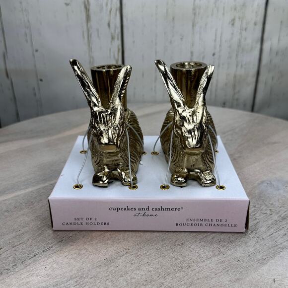 Cupcakes and Cashmere Gold Rabbit Bunny Taper Candle Holder Spring Easter Viral - Picture 16 of 16